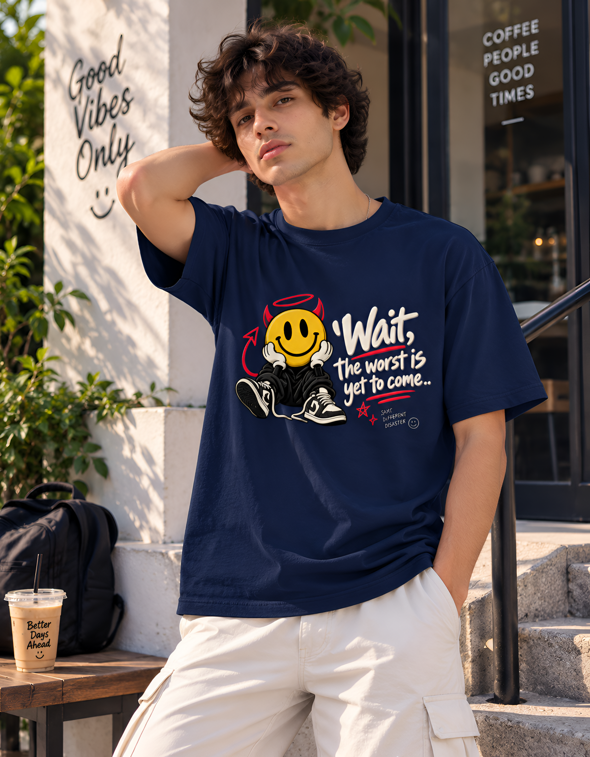 "Wait, The Worst Is Yet To Come" Devil Smiley Unisex Classic Crew T-Shirt