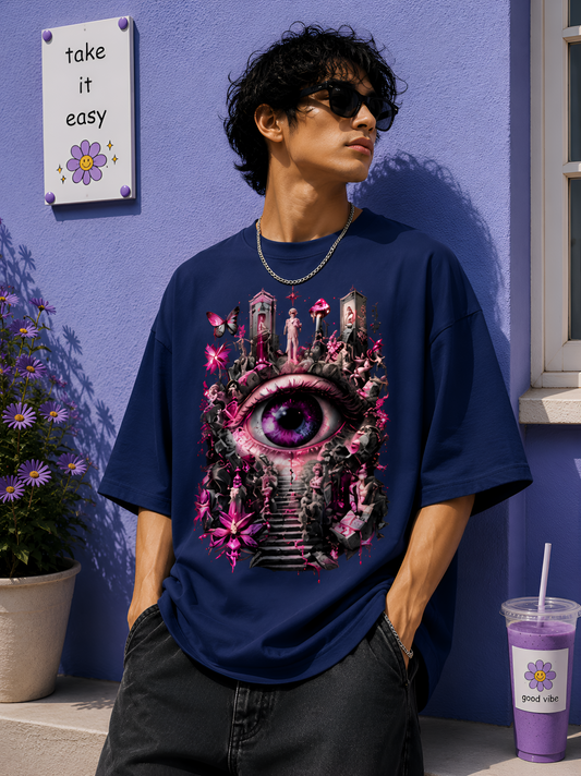 Mystic Eye Temple Royal Blue Unisex Oversized Tee