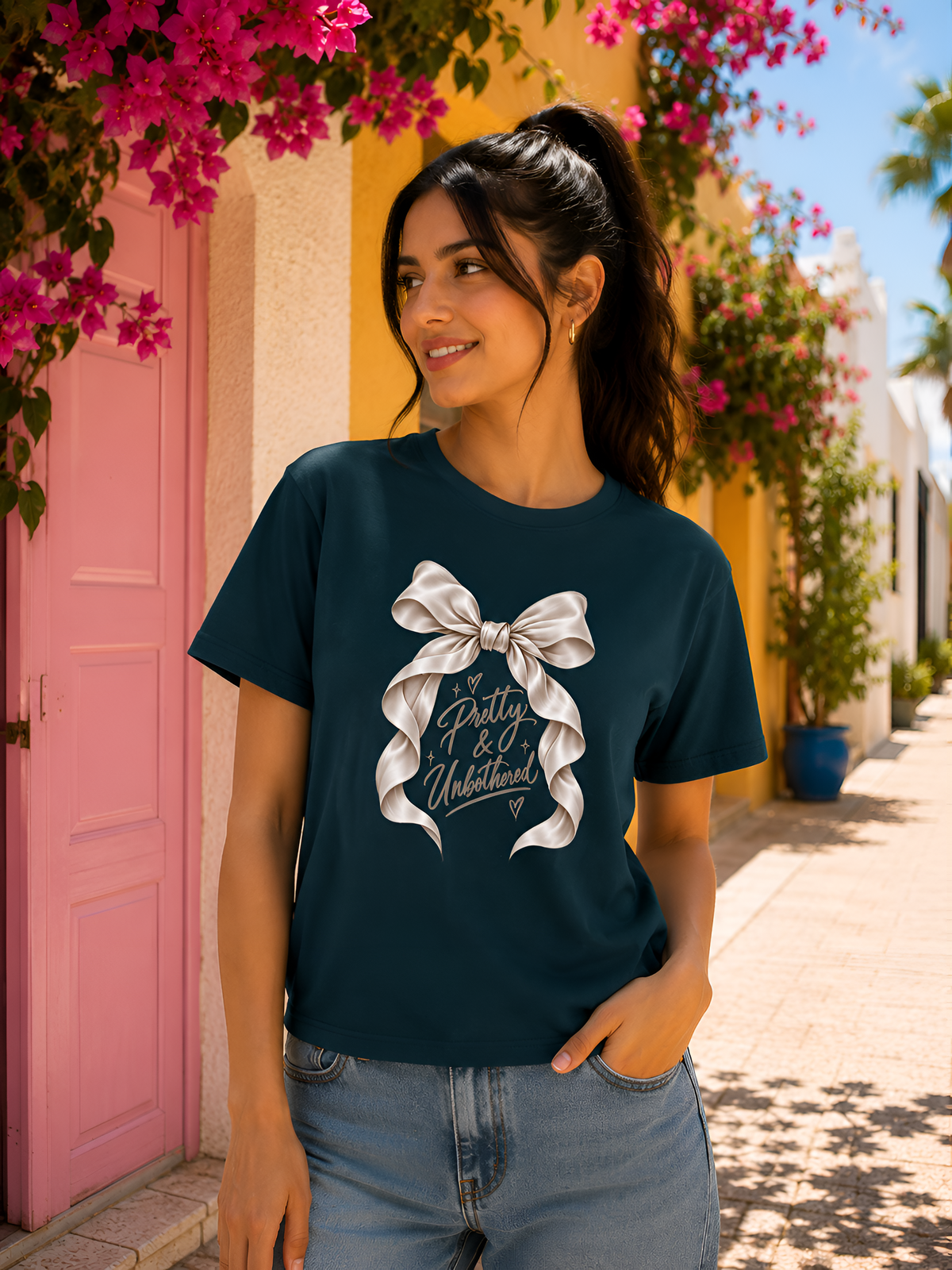 Pretty & Unbothered Bow Unisex Classic Crew T-Shirt