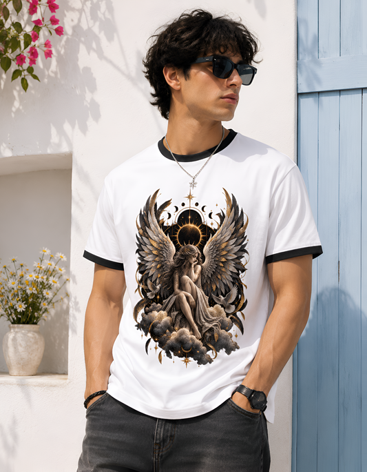 Celestial Angel Unisex Ringer T-Shirt
