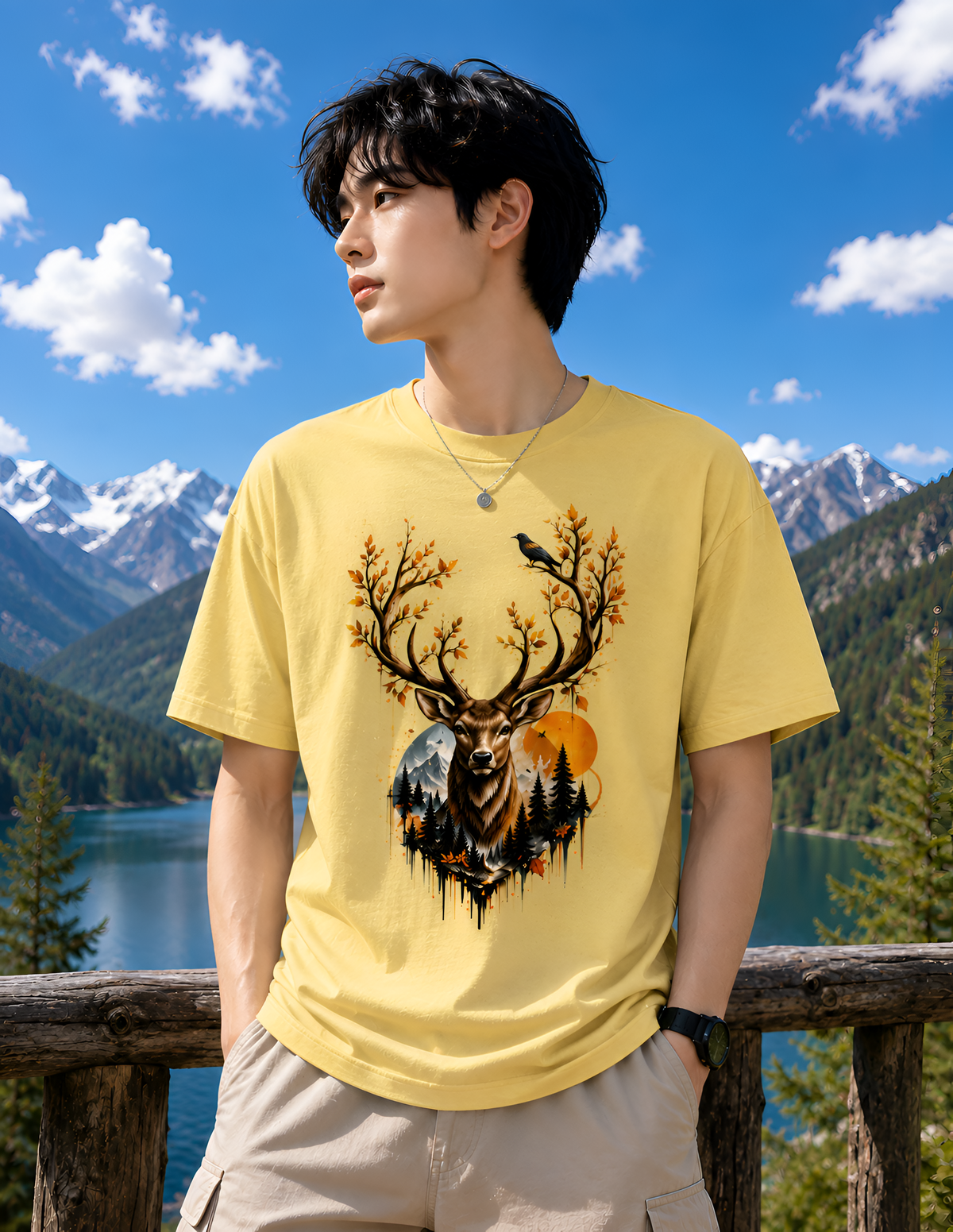 Autumn Stag Nature Graphic Unisex Tee