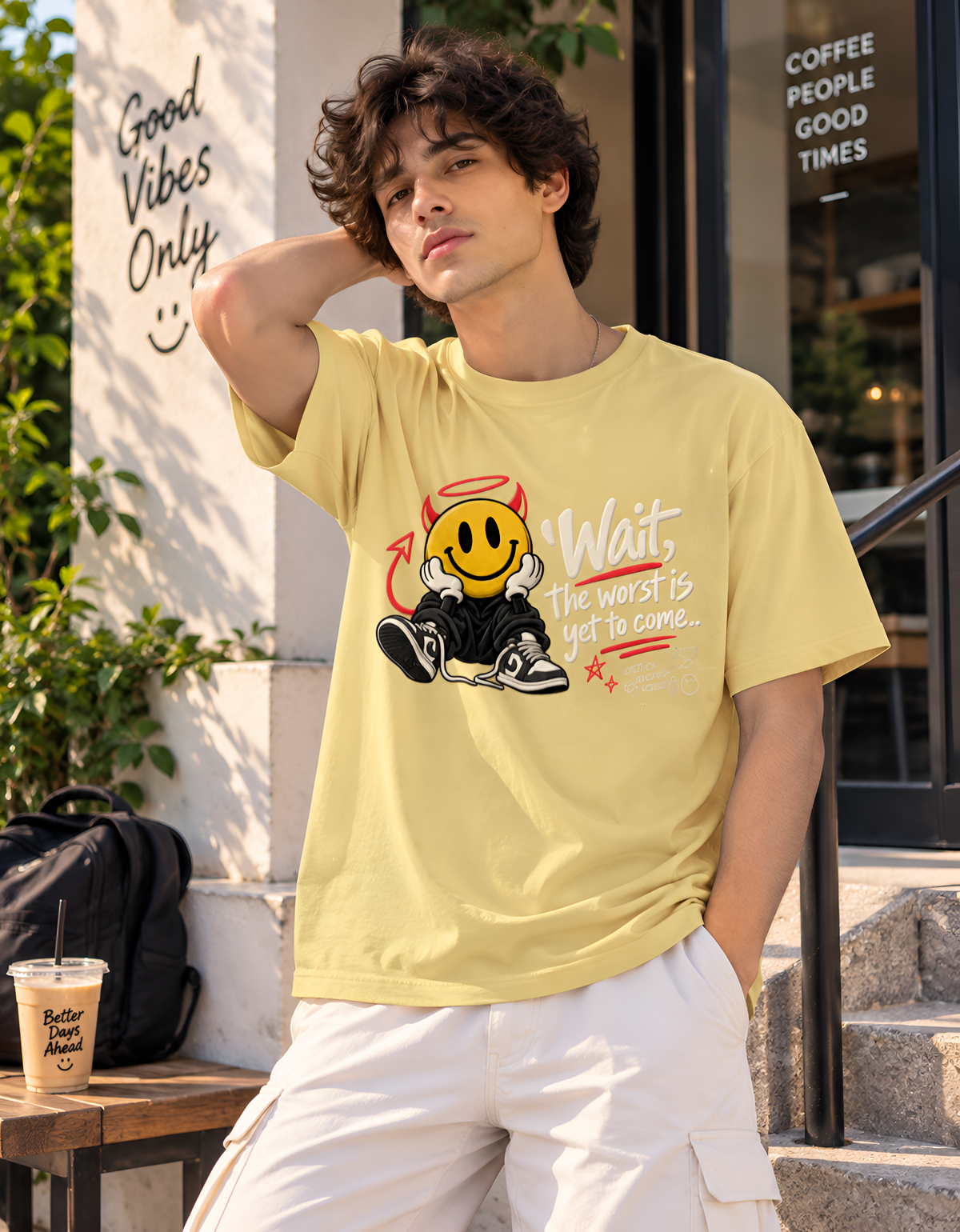 "Wait, The Worst Is Yet To Come" Devil Smiley Unisex Classic Crew T-Shirt