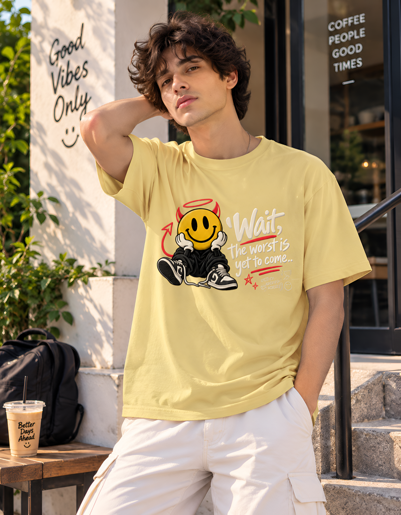 "Wait, The Worst Is Yet To Come" Devil Smiley Unisex Classic Crew T-Shirt